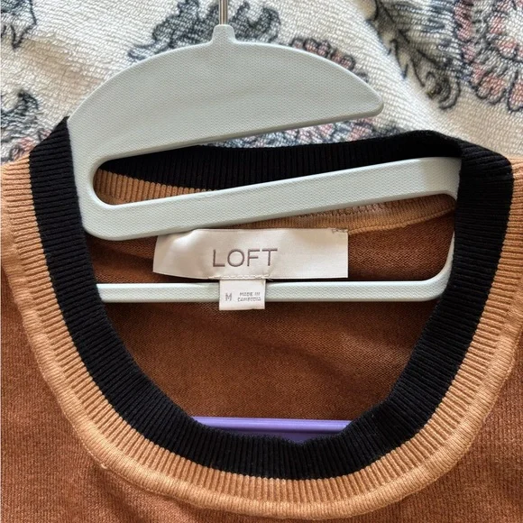 LOFT Colorblock Knit Sweater Maxi Dress - Brown, Cream & Black - Picture 3 of 3